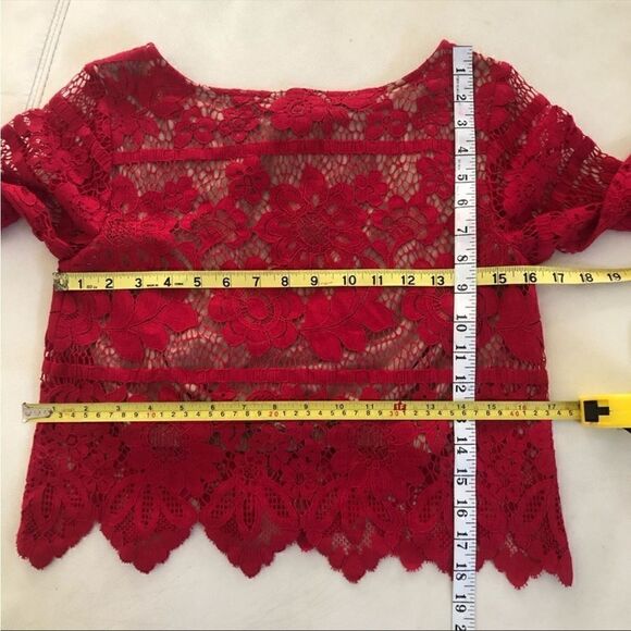 For Love & Lemons Gianna Red Lace Top - Picture 8 of 8